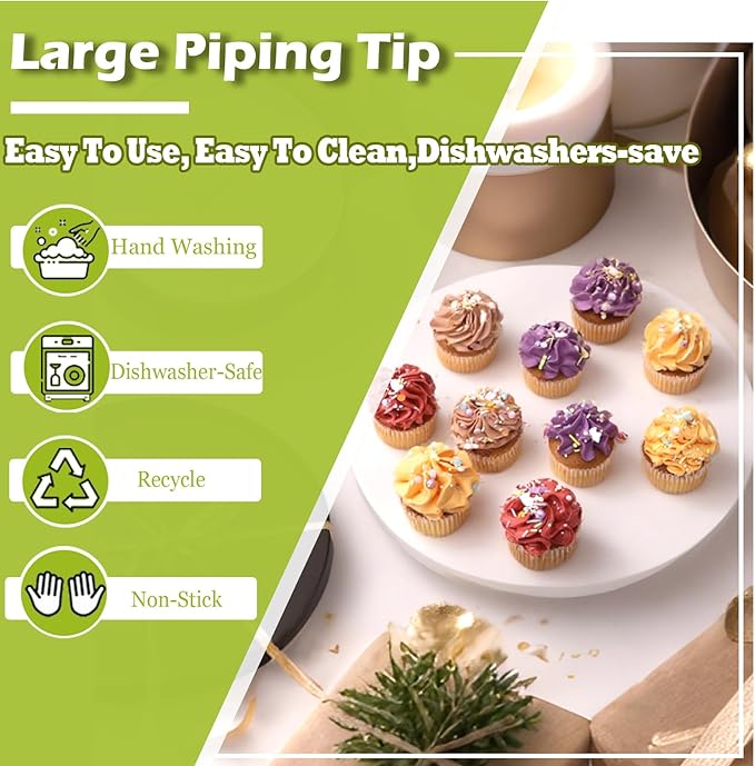 FANTEXY Large Piping Tips Set, 4 Pieces Stainless Steel Russian Ruffle Frosting Icing Tips, Pastry Cake Decorating Supplies For Buttercream Cupcake Frosting kit
