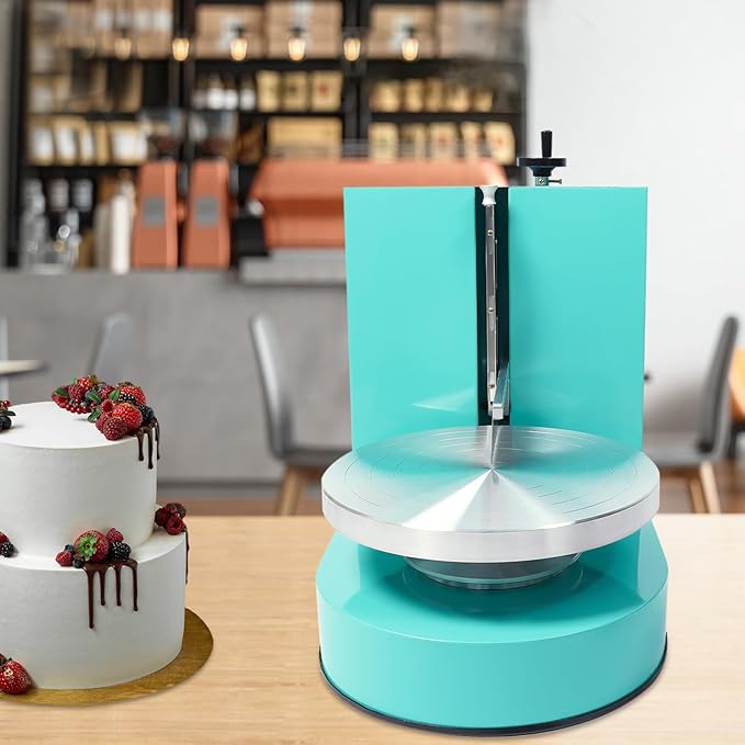 4-12“ Cake Decorating Coating Machine w/LCD, Auto Cream Spreading Machine Smooth Coating Decoration Machine, 60-320rpm Adjustable Tabletop Cake Turntable for Cake Shop Household, 220W (Green)