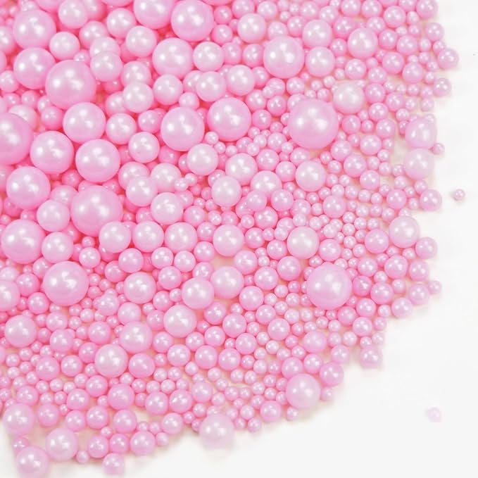 Dazzjoy Edible Pink Pearl Sprinkles, Pearl Sugar Sprinkles130g/4.58oz, Cupcake Toppers Cake Decorations, Easter Wedding Party Valentines Halloween Christmas Supplies