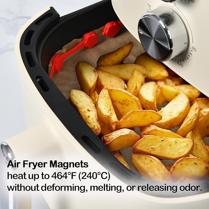 4PCS Air Fryer Magnets Silicone Buckle,Air Fryer Magnets for Parchment Paper,Safely Lock Paper from Heating Element or Covering Food,High-Temp Resistant (Black)