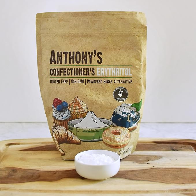 Anthony's Confectioner's Erythritol Powder, 2 lb, Non GMO, Sweetener, Zero Calorie, Keto & Paleo Friendly