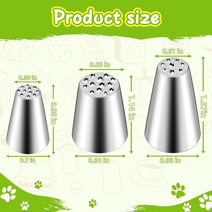 Suuker 3 Pieces Grass Piping Tips Set,Cake Decorating Tips, Frosting Icing Tips for Cupcakes, Cake, Cookie and Decorating(233 234 29)
