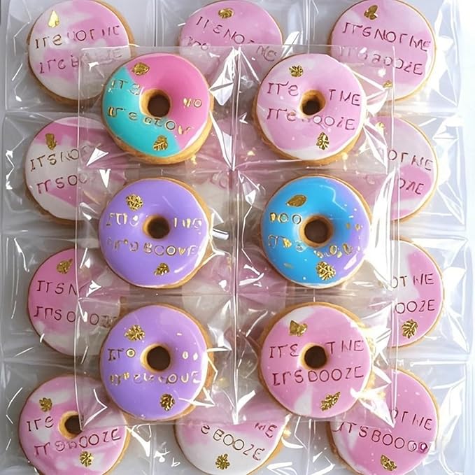JCXGRVC 500Pcs 5 x 5Inch Clear Cellophane Single Donut Bags Individual Macaron Cookies Bags Packaging Bakery Treat Bag for Soap Chocolate Truffle Ore Wedding Bab Shower Birthday Party Favors