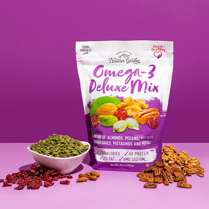 Nature's Garden Omega-3 Deluxe Mix – Power Up, Heart Healthy, Gluten Free, Antioxidant Rich, Cholesterol Free, Sodium Free, No Artificial Ingredients – 26 Oz Bag (Pack of 2)