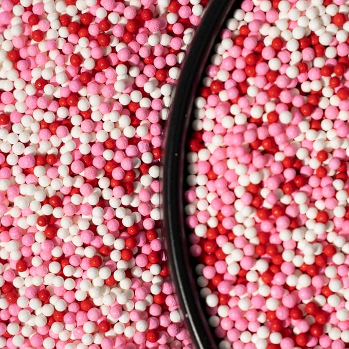 Sprinkles, White Red Pink Edible Pearl Sprinkles for Cake Decorations, Baking Ice Cream, Cookies, Cupcake Topper Edible Pearls Sprinkles - 2mm Matte Sugar Pearls for Cake Decorating 130g/4.6oz 1 Bottle ( 2mm red pink white )
