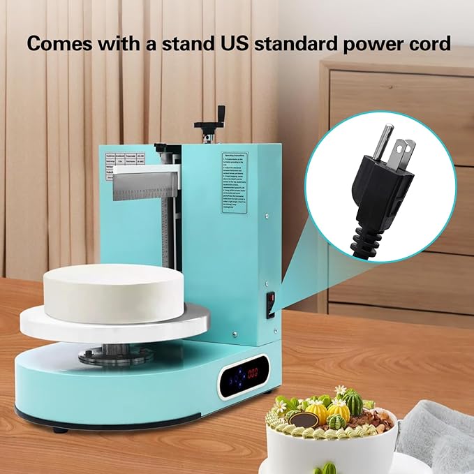 Cake Icing Machine 200W Auto Cream Spreading Machine w/LED Display, Horizontal & Vertical Spatula Adjust, Professional Cake Decorating Machine Frosting Turntable for 4-12 Inch Cakes (Green)