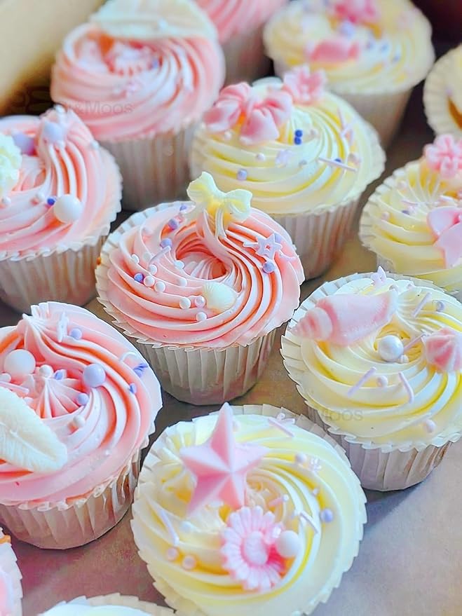 SE Si&Moos Pink Edible Sea Shell Sprinkles for Decorating Seashells Cake Decorations Edible Beach Cupcake Decorations Pink Sprinkles for Cakes, Cupcakes, Desserts Toppings Shower Party Birthday Holiday Supplies3 OZ