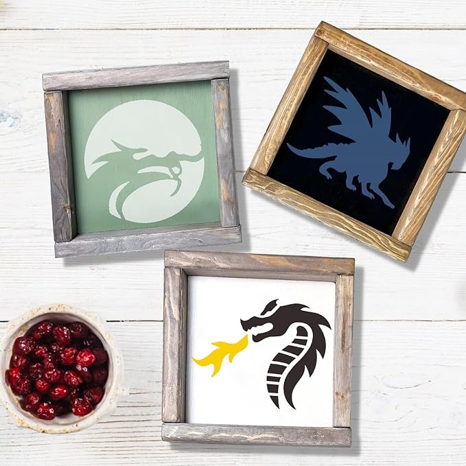 Dragon Stencils for Painting 3inch Reusable Dragon Stencil Template Stencils for Crafts Paint Stencils for Painting on Wood Wall Card Fabrics