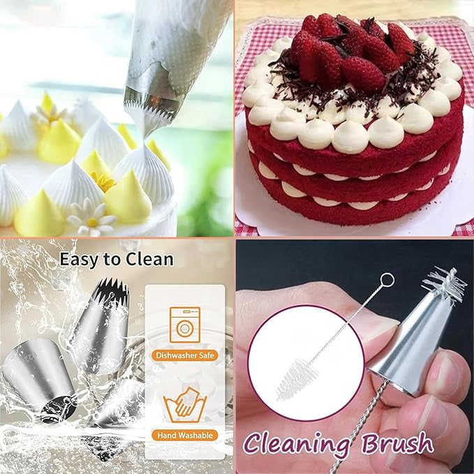 Extra large piping tips set, stainless steel round piping tips,star square wide piping tip jumbo piping tips, Cake DecoratingTips for Cupcakes Pastry Fondant Cakes Decorating (F02 9FT F06 R22L)