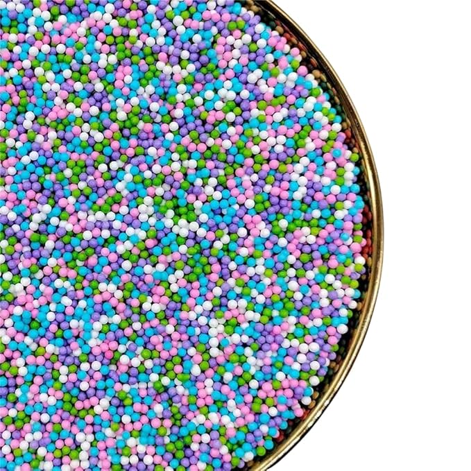 Sprinkles, White Edible Pearl Sprinkles for Cake Decorations, Baking, Ice Cream, Cookies, Cupcake Topper Edible Pearls Sprinkles - 2mm Matte White Sugar Pearls for Cake Decorating ( 130g/4.6oz )1 Bottle (2mm pink blue green)