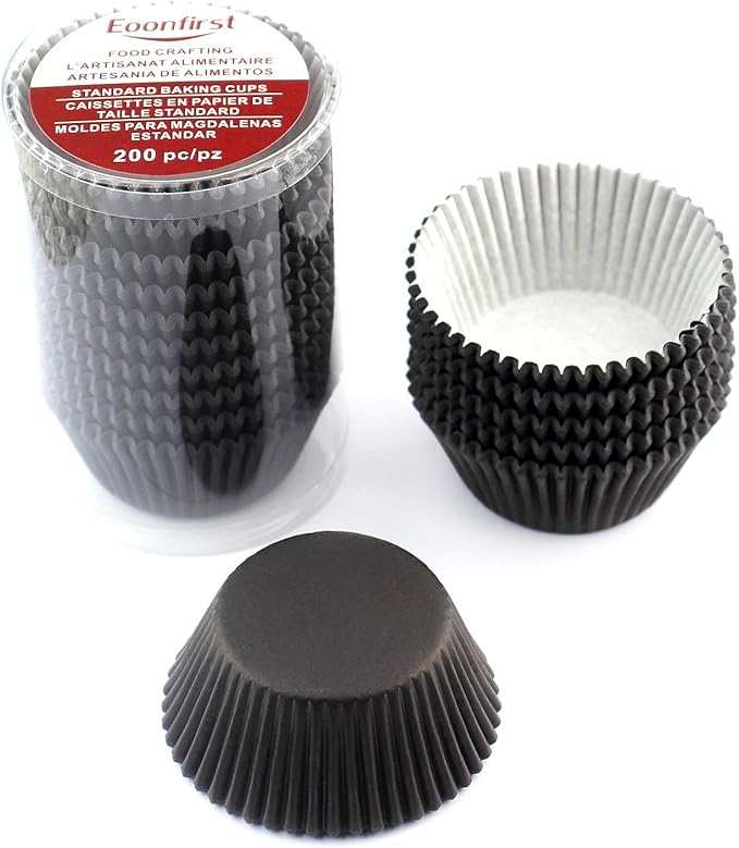 Eoonfirst Standard Size Baking Cups Halloween Day Cupcake Liners 200 Pcs (Black)