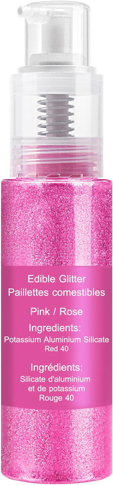 Edible Glitter Spray - 22g Edible Luster Dust Metallic Food Grade Glitter for Drinks, Cake Decorating, Baking - Edible Food Coloring Powder Shimmer Glitter for Cocktail, Icing, Candy (Pink)