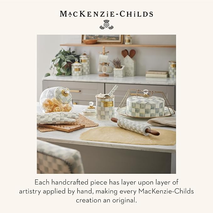 MACKENZIE-CHILDS Everyday Oval Casserole Baker, Cute Oven Baker, Medium, Gray-and-White Sterling Check