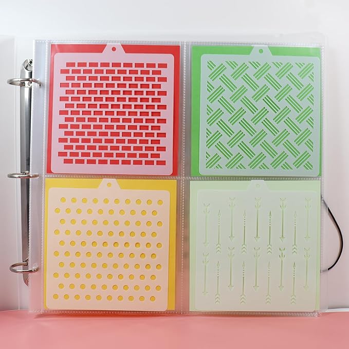 Cookie Stencil Storage Binder Die Cut And Stamp Storage Folder Baking Stencil Organizer Scrapbooking Cutting Dies Stencil Storage Book Collections Case Organizer (8Pockets x 30Pages)