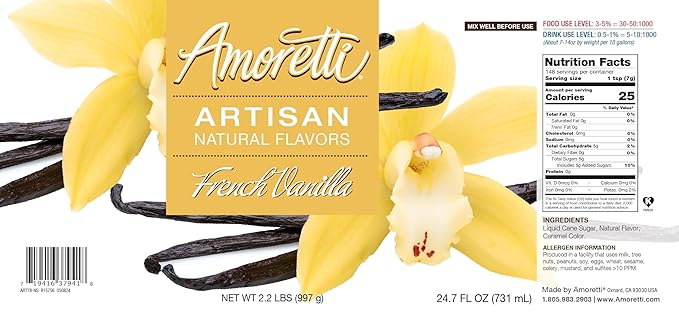 Amoretti - Natural French Vanilla Artisan Flavor Paste, 8 oz, Perfect For Ice Cream, Beverages, Cakes, and more, Preservative Free, Vegan, Gluten Free, No Artificial Sweeteners, Highly Concentrated