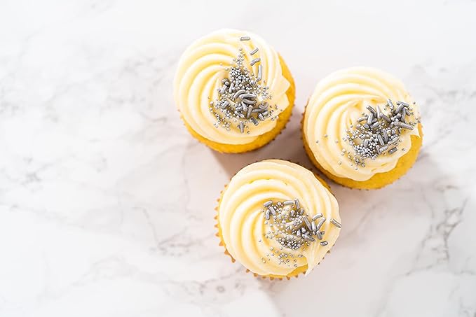 Bakerpan Edible Silver Nonpareils Sprinkles for Cupcakes, Silver Sprinkles Edible for Cake Decorating - 5.1 Ounces (Made in USA)