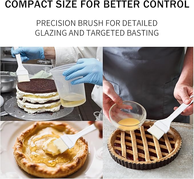 Pastry Brush for Baking 1.6" x 7" Basting Brushes Set for Cooking and Bakery Use White Brush for Buttering Meat Egg Wash Butter Brish Utensil for Kitchen and Baking