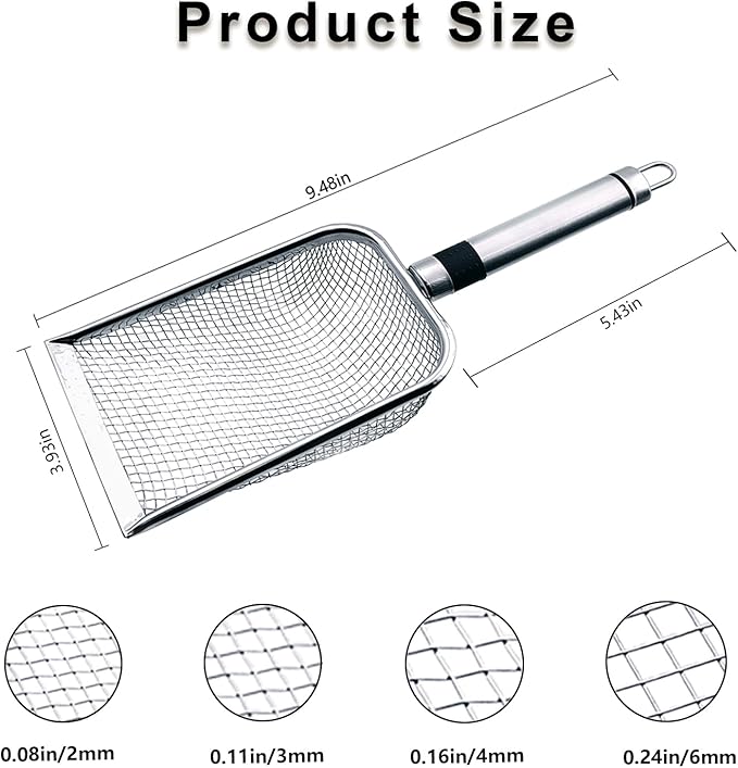 2pcs Gardening Soil Sifter with Stainless Steel Handle Sand Soil Compost Sifter 0.15/0.2 Inch Mesh Screen for Sand,Dirt, Rock,Compost,Filtration