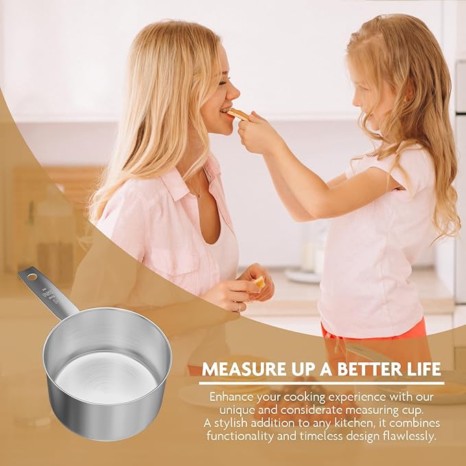 2PCS 1/4Cup(4Tbsp, 60ml, 4oz) Stainless Steel Measuring Cup, Single Metal Scoop for Wet and Dry Ingredients, Great Kitchen Gadgets for Cooking