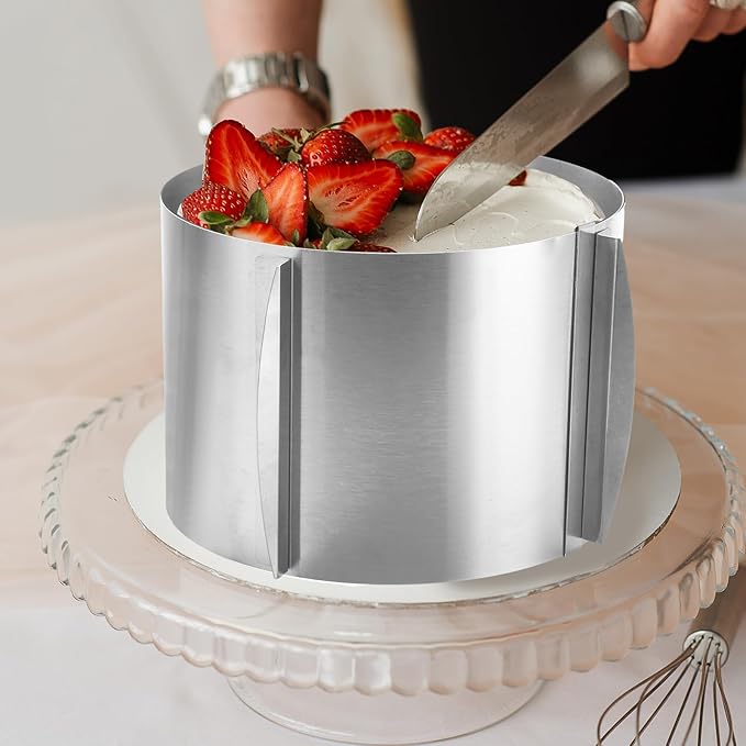 2 Pack Cake Mold 15 cm High, 6-12 Inch Adjustable Cake Ring Mold for Baking, Round Stainless Steel Bakeware Tools for Baking Cooking Making Tool