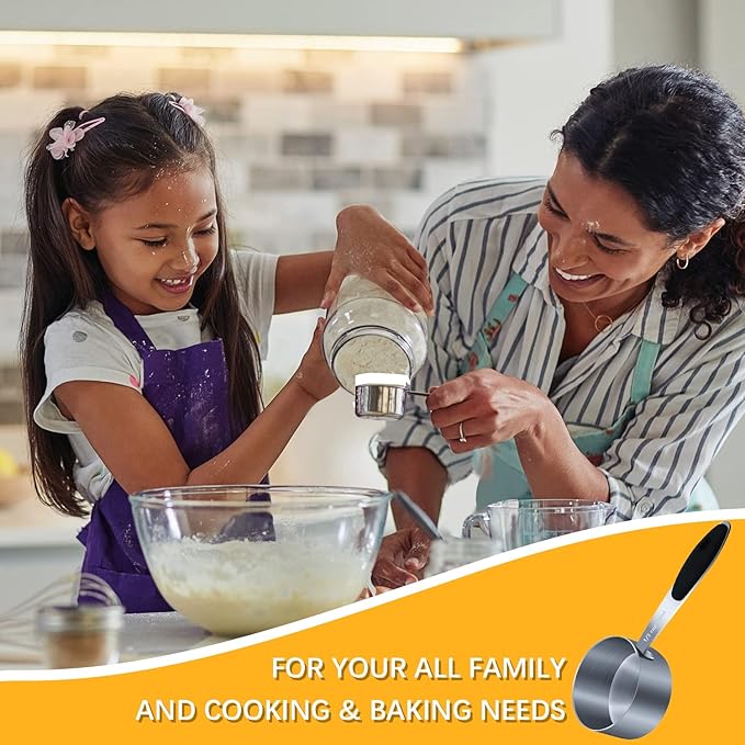 1PCS 1/3Cup (79ml, 2.7oz) Single Measuring Cup with Black Silicone Grip, Stainless Steel Individual Measure Scoop Only