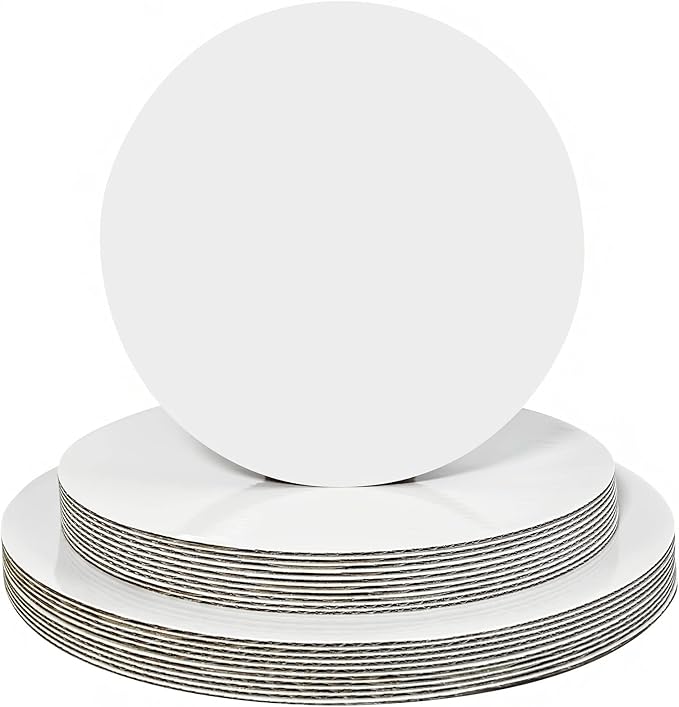 ONEMORE 30-Pack White Cake Board Rounds,Circle Cardboard Base Boards, 8, 10 and 12-Inch. Perfect for Cake Decorating, 10 of Each Size (White,30)