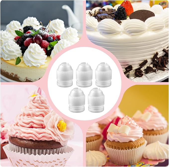 6 Pieces Plastic Couplers of Large Size, Standard Couplers Base Diameter 1.42" Height 2.05" Easy Switching, for Piping Tip White Pastry Bag Coupler for Cake Decorating Icing Nozzles
