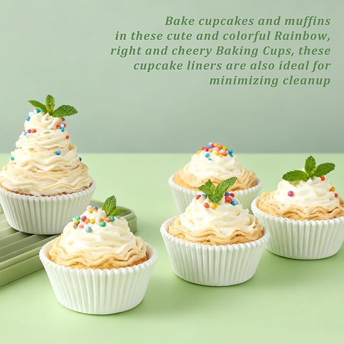 1000 Count White Paper Cupcake Liners, Standard Size 1.4 Inch, Unbleached Baking Cups for Muffins and Cupcakes (White, 1.4 Inch)