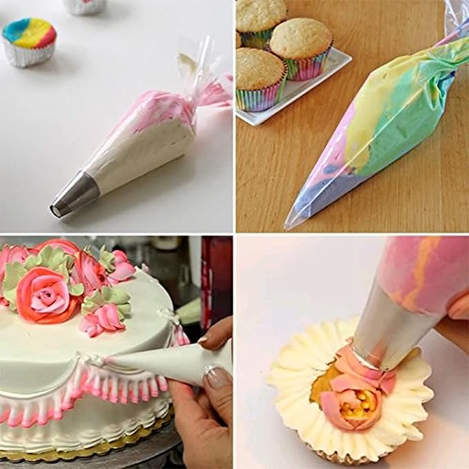 XSEINO 110pcs/set Disposable Piping Bags 14inch Heavy Duty Anti Burst Pastry Bags for Cream Icing Frosting Cookie Cake Decorating Supplies(Super Thick & Big)