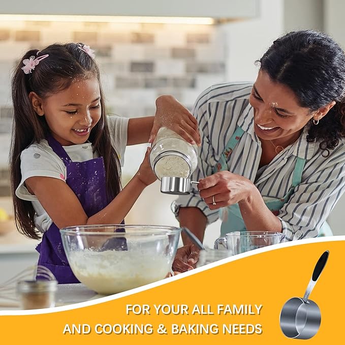 1PCS 2/3Cup (158ml, 5.4oz) Single Measuring Cup with Black Silicone Grip, Stainless Steel Individual Measure Scoop Only