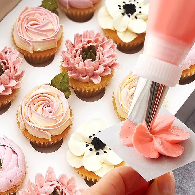 9 Pcs Rose Flower Piping Tips Set, Stainless steelchrysanthemum nozzle, Petal Icing Tips with, DIY Icing Nozzle Tool for Cupcakes