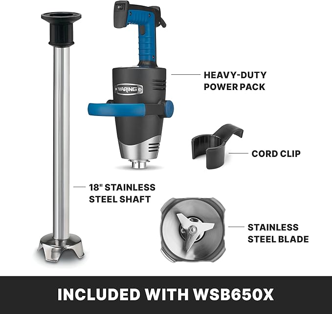Waring EVOX 18" Big Stik Immersion Blender, 1.5 HP Variable Speed, 35-Gallon Capacity, for Sauces, Dressings, Marinades & Soups, WSB650X