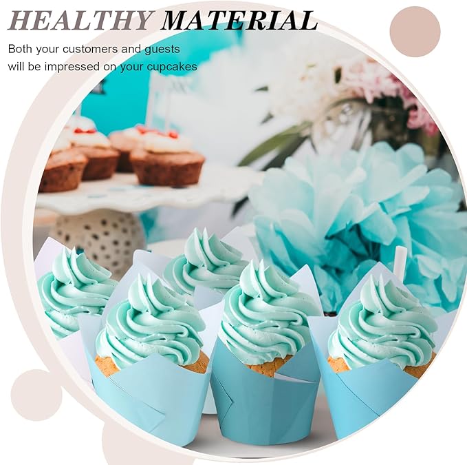 Havawish 500 Pcs Standard Size Gradient Green Tulip Cupcake Liners, Party Cupcake Baking Liners Greaseproof Wrappers Muffin Liner Holders for Wedding Birthday Baby Shower Holiday Party Baking Cups