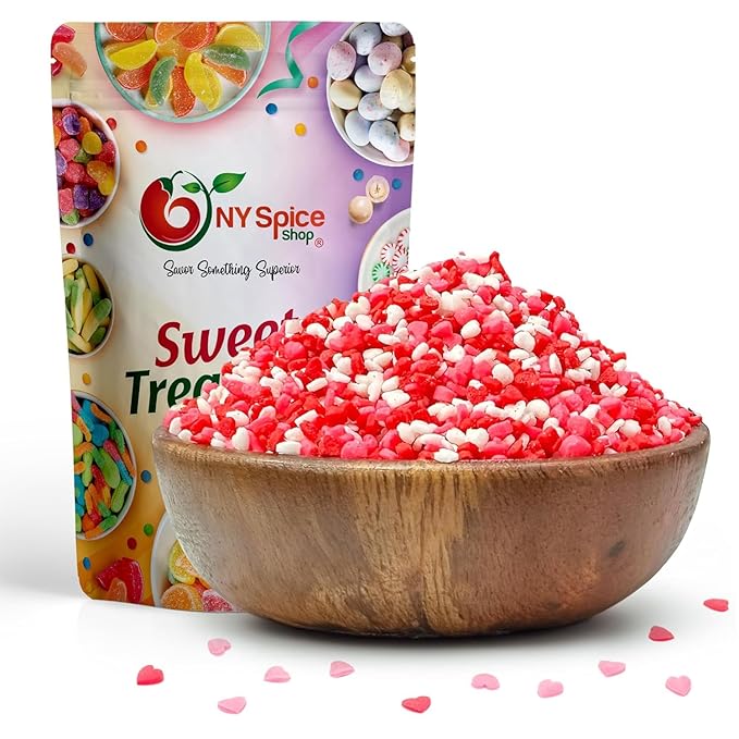 NY Spice Shop Multicolored Heart Sprinkles - 5 Pound Heart Shaped Sprinkles Edible Gifts - Candy Hearts Sprinkles – Red Candy Hearts for Grinch Cookies