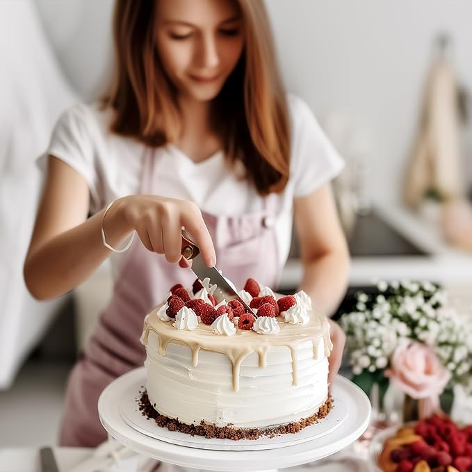 BOARDS+ 9 Pack Cake Drums 8, 10 & 12 Inch in White, Silver & Gold Color | 1/2" Thick CakeBoard Circle Rounds + Free Prop Up Tools | Fully Greaseproof, Sturdy for Heavy/Tiered Cakes