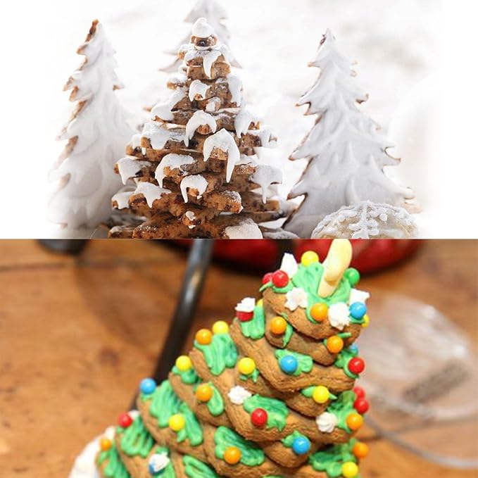 Snowflake Set - 3D Christmas Tree & Snowflake Cookie Cutters - 9 Piece Stainless Steel Set for Holiday Winter Baking