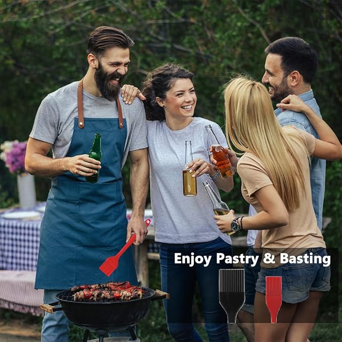 Hhyn Silicone Basting Pastry Brush Set 2 Pack Heat Resistant Spread Oil Butter Sauce for BBQ Grill Barbeque Kitchen Baking Cooking Pastries, 1 Large & 1 Small