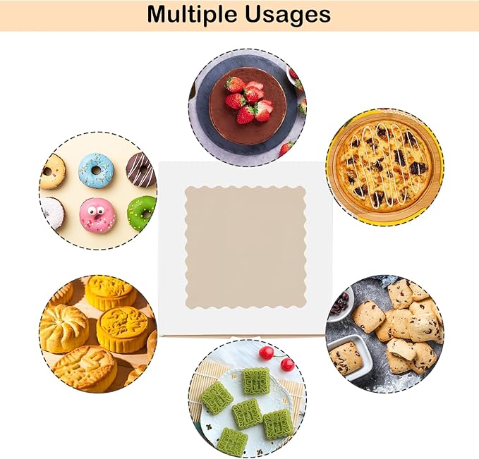itechpanda 12 Pack Pie Boxes 10x10x2.5 Inch White Bakery Boxes with Window Cookie Boxes Chocolate Covered Strawberries Boxes for Baking Dessert Donut Christmas Party Wedding Valentine’s Mother’s Day