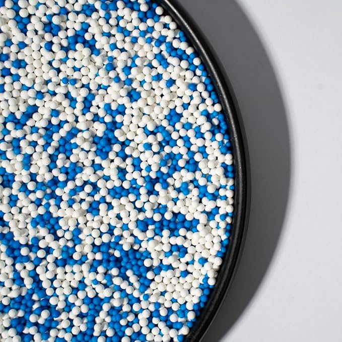 Sprinkles, White Edible Pearl Sprinkles for Cake Decorations, Baking, Ice Cream, Cookies, Cupcake Topper Edible Pearls Sprinkles - 2mm Matte White Sugar Pearls for Cake Decorating ( 130g/4.6oz )1 Bottle (2mm Blue white)