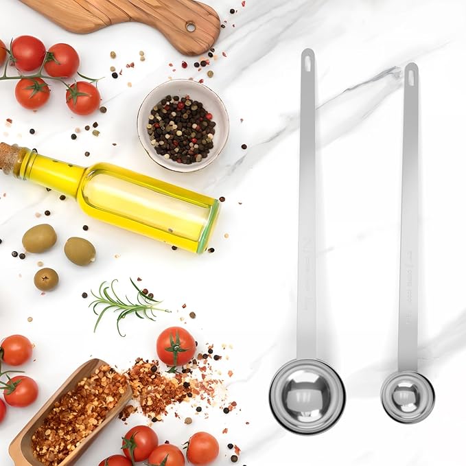 2PCS 2 Teaspoon Coffee Scoop, 9.1" Long Handle Measuring Spoon, 2tsp (10 ml) Stainless Steel Scooper