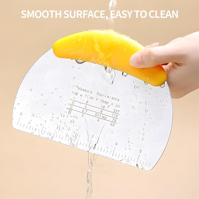 2pcs Semicircular Bench Scraper Cutter,Pastry Scraper with Non-Slip Ergonomic Handle,Stainless Steel Dough Cutter for Baking and Cooking