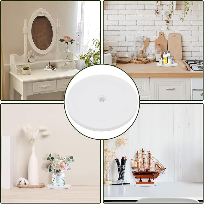 2 Pcs White 7 inch Acrylic Lazy Susan Rotating Turntable Organizer Bearings - Round Swivel Plate for Spice Rack, Table, Cake, Kitchen Pantry