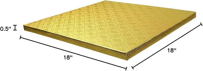 O'CREME Gold Square Cake Pastry Drum Board 1/2 Inch Thick, 18 Inch x 18 Inch - Pack of 5