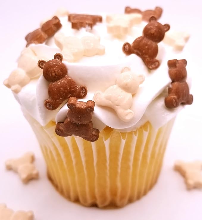 NCS Brown and Cream Teddy Bears Edible Candy Sprinkles, 8 ounces