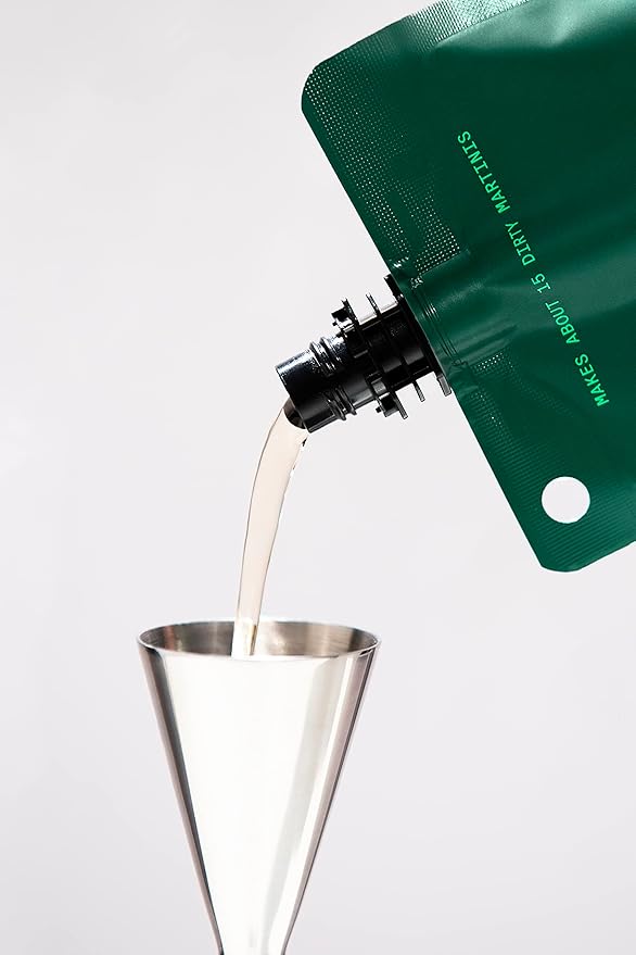 Filthy Olive Brine, Premium Cocktail Mixer, Filtered Olive Brine for Dirty Martinis, Olive Juice for Cocktails, Made from Naturally Cured Olives, Non-GMO, Gluten Free, 8 Oz Pouch, 4 Pack
