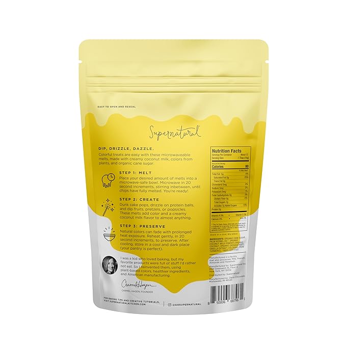 Supernatural Dye-Free Melting Morsels, Yellow - Plant-Based, Vegan, Kosher, No Artificial Colors, 6oz