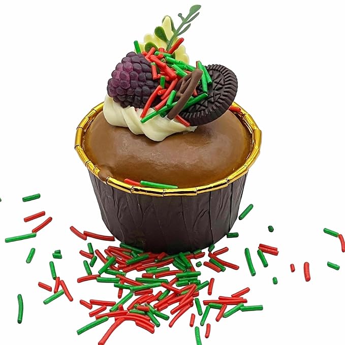 SE Si&Moos Christmas Jimmy Sprinkles Red and Green Jimmies Sprinkles for Cake Decorating Edible Christmas Cake Decorations Edible Crunchy Jimmies for Topping Ice Cream, Cookies, Cupcakes, Dessert Decorating 3 OZ