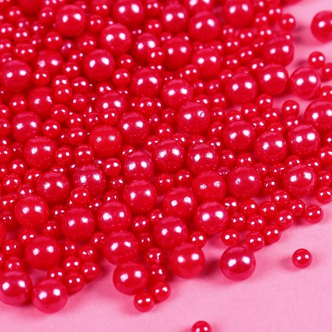 Christmas Red Sprinkles for Cake Decorations 3.52 ounce Edible Pearl Sprinkles for Cupcake Toppers Wedding Party Patriotic Valentines Halloween Christmas Holiday Supplies