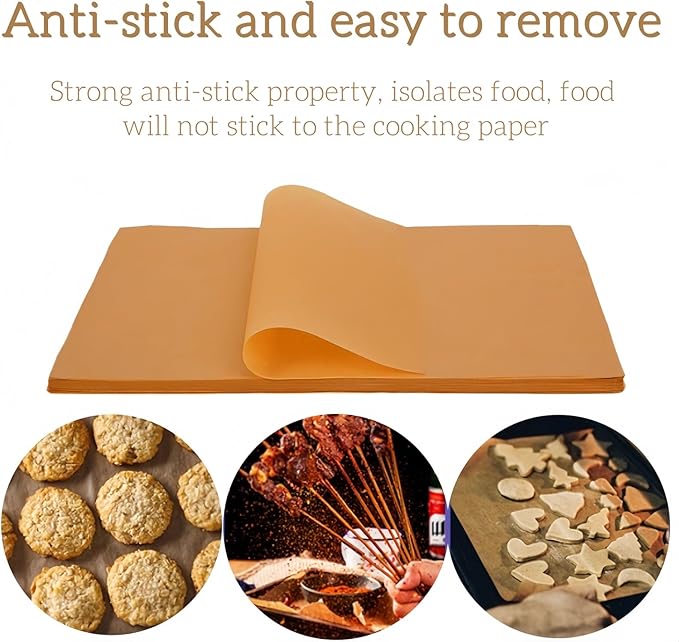 200 Pcs Parchment Paper 16"x12"- Non-Stick Precut Baking Sheets for Air Fryer, Oven & Half Sheet Pans, Unbleached High Heat Parchment Paper for Baking, Grilling