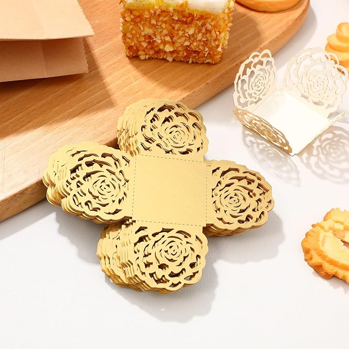 Toyvian 50pcs Square Cupcake Liners Baking Wrappers Truffle Wrappers Paper Kraft Paper Dessert Cups for Wedding Party Favors
